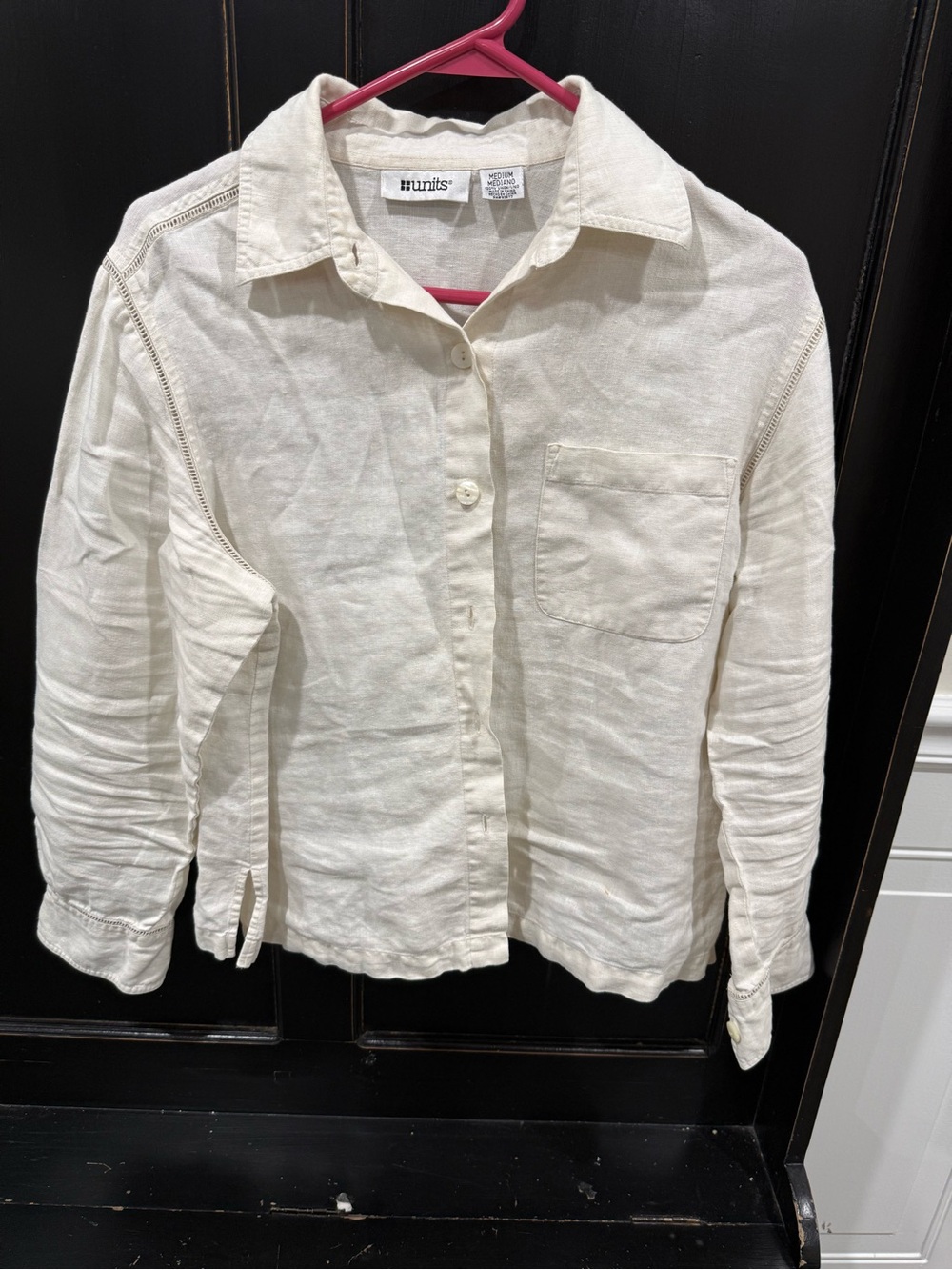 Munis Cream Button-Front Linen Shirt